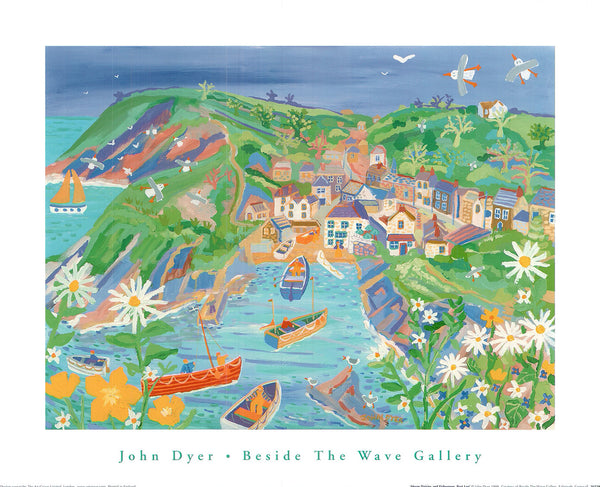 Moon Daisies and Fishermen, Port Loe by John Dyer - 16 X 20 Inches (Art Print)