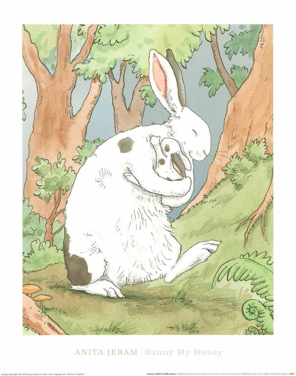 Mummy Rabbit Cuddles Bunny by Anita Jeram - 16 X 20" - Fine Art Poster.