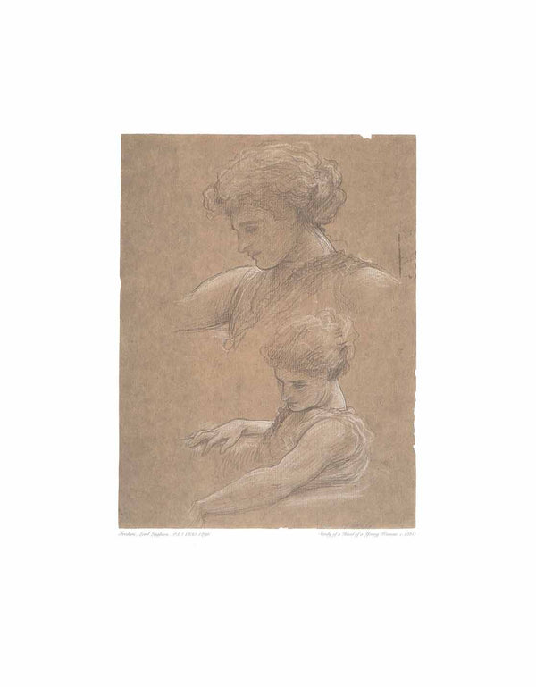 Étude d'une tête de jeune femme par Frederic, Lord Leighton - 16 X 20" - Affiches d'art.