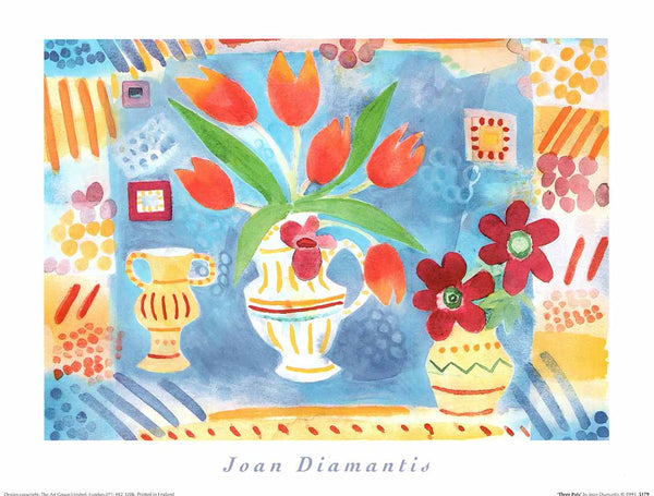 Three Pots by Joan Diamantis - 12 X 16 Inches (Art Print)