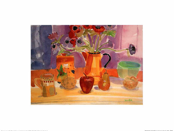 Anemones & Fruit by Glen Scouller - 12 X 16 Inches (Art print)