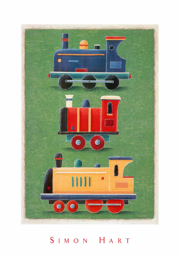 Three Trains by Simon Hart - 20 X 28 Inches (Art Print)