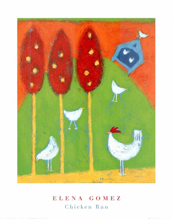 Chicken Run by Elena Gomez - 16 X 20 Inches (Art Print)