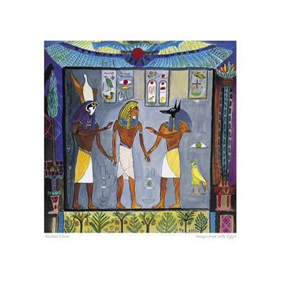 Three Egyptian Figures by Michael Chase - 16 X 16" - Fine Art Poster.