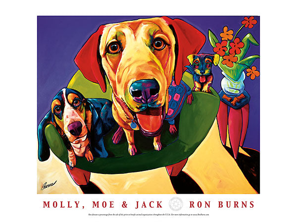 Molly, Moe & Jack by Ron Burns - 18 X 24" - Fine Art Poster.