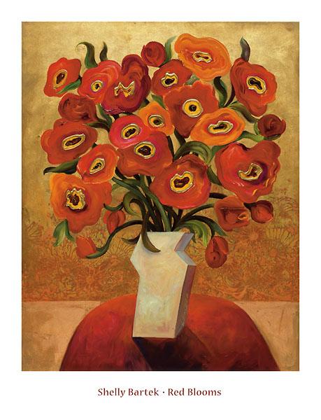Red Blooms by Shelly Bartek - 26 X 34" - Fine Art Poster.