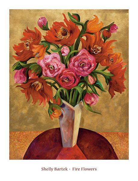 Fire Flowers by Shelly Bartek - 26 X 34" - Fine Art Poster.