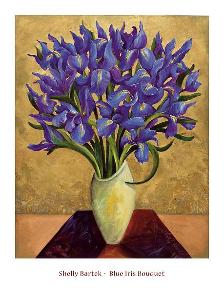 Blue Iris Bouquet by Shelly Bartek - 26 X 34" - Fine Art Poster.