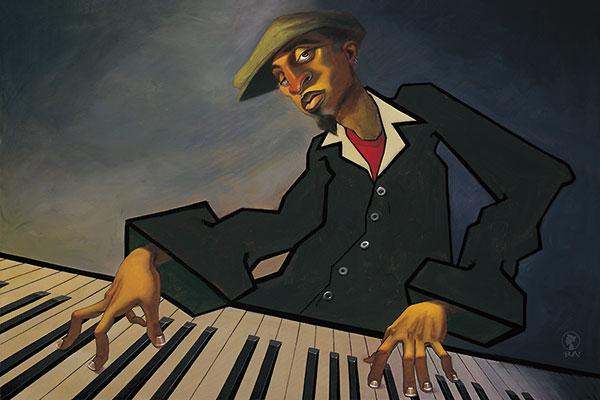 Piano Man II by Justin Bua - 24 X 32" - Fine Art Poster. (Canvas Ready to Hang)