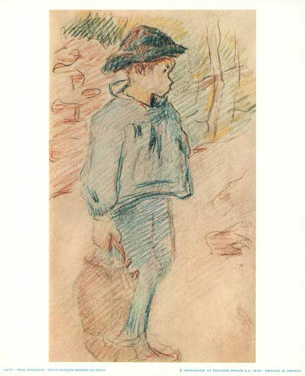 Young Breton with a Bucket by Paul Gauguin - 10 X 12" - Fine Art Poster.