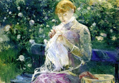 Paisie Sewing in the Bougival Garden, 1881 by Berthe Morisot - 5X7" (Greeting Card)