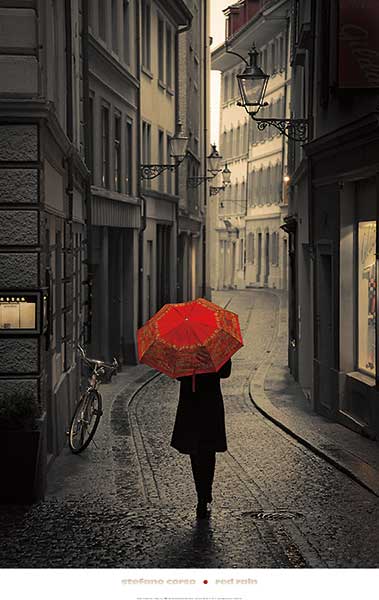 Red Rain by Stefano Corso - 24 X 36" - Fine Art Poster.