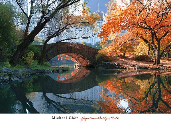 Gapstow Bridge, Fall by Michael Chen - 26 X 36" - Fine Art Poster.