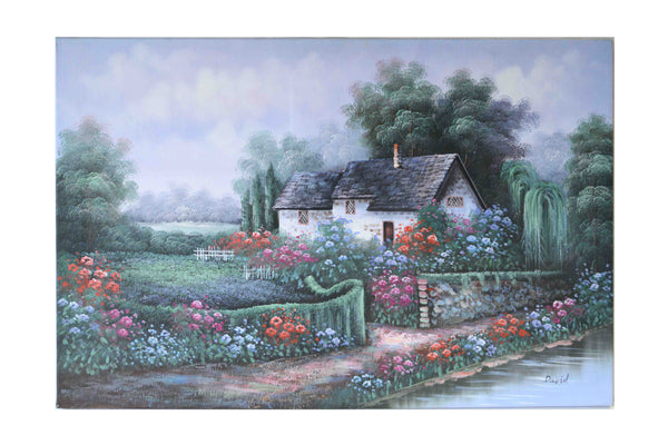 Garden by David (Oil Painting on Canvas-Ready to Hang) - 24 X 36" - Fine Art Poster.
