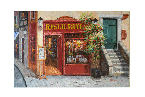 View of a Restaurant - (Oil Painting on Canvas-Ready to Hang)