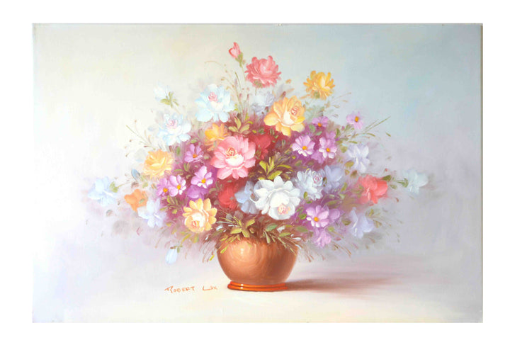 Flowers in Vase - (Oil Painting on Canvas Ready to Hang) by Robert Lox - 24 X 36" - Fine Art Poster.
