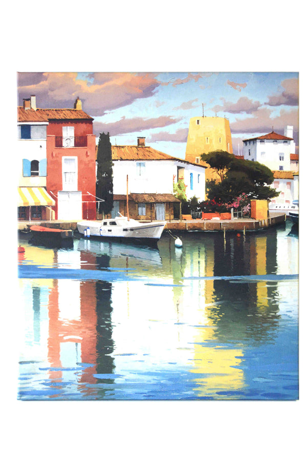 Harbor at Morning Light by Ramon Pujol - 23 X 26 Inches (Canvas Gallery Wrap Ready to Hang)