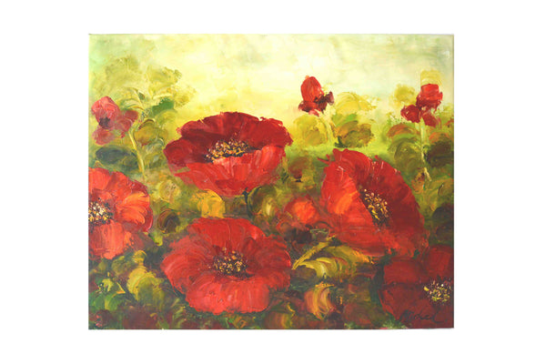 Red Poppies by Michel - (Oil Painting on Canvas Ready to Hang) - 20 X 24" - Fine Art Poster.