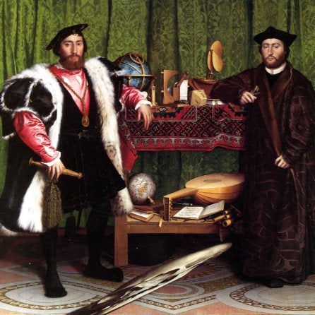 The Ambassadors, 1533 by Hans Holbein the Younger - 6 X 6 Inches (Greeting Card)