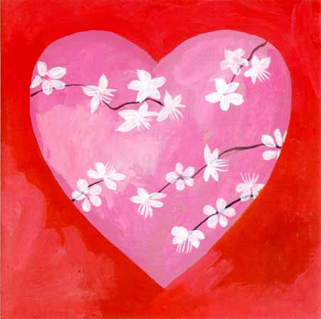Heart with Flowers by Valerie Roy - 6 X 6 Inches (Greeting Card)