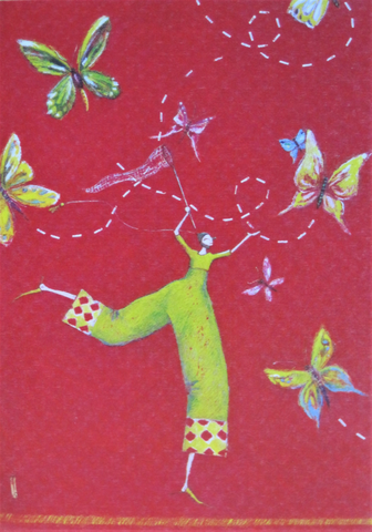 Girl with Butterflies by Gaelle Boissonnard - 5 X 7 Inches (Greeting Card)