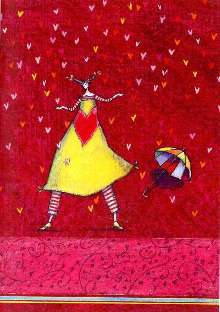 Rain of Hearts by Gaelle Boissonnard - 5 X 7 Inches (Greeting Card)