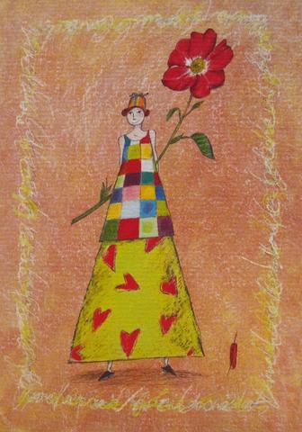 Young girl with Flower by Gaelle Boissonnard - 5 X 7 Inches (Greeting Card)