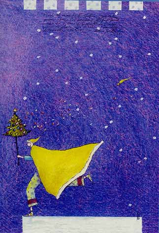 The Skater of Christmas by Gaelle Boissonnard - 5 X 7 Inches (Greeting Card)
