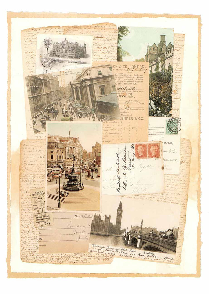 Street of London (Mixed-Media Collage) by Susana England - 13 X 18" - Fine Art Poster.