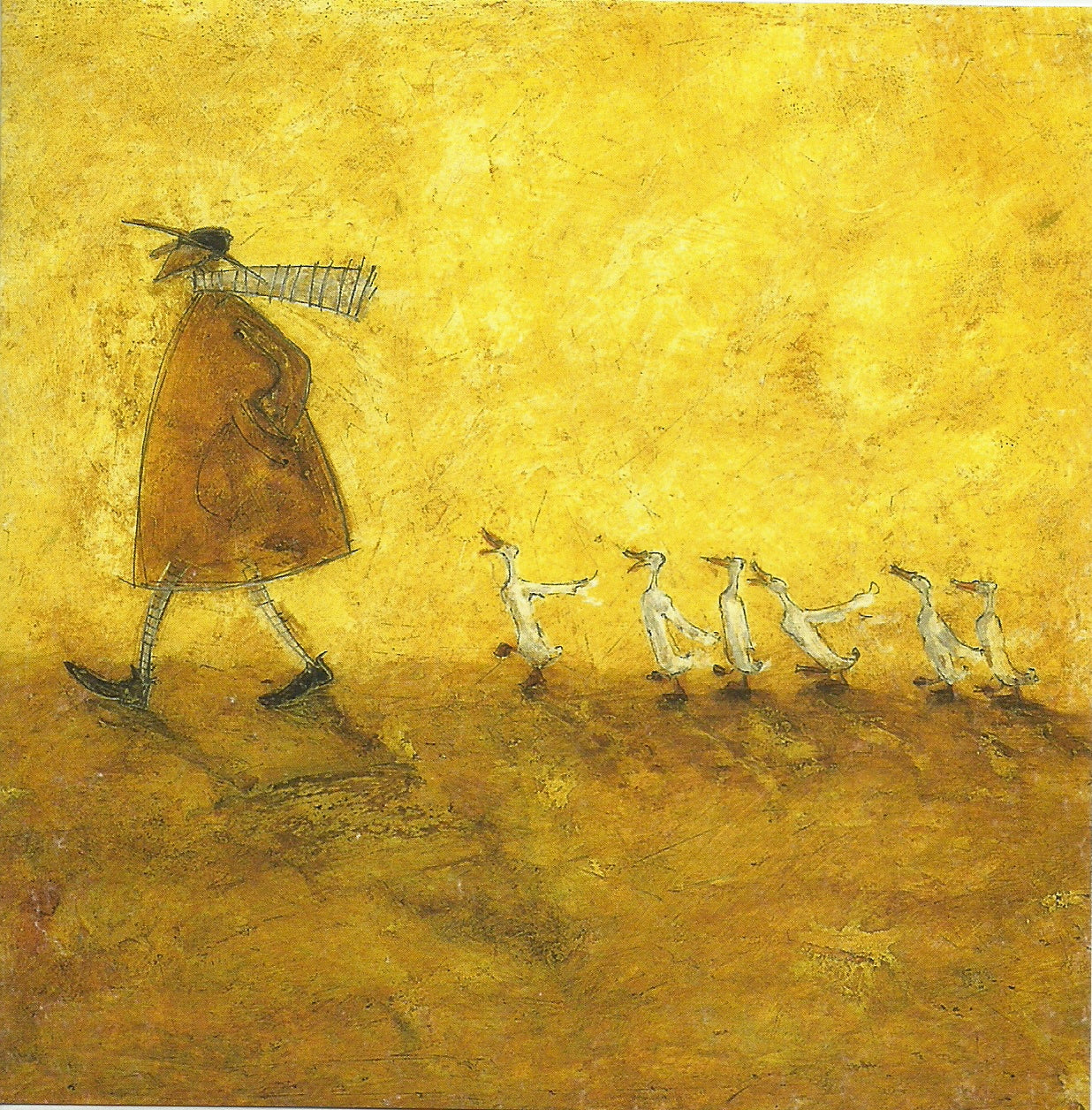 Walking with Ducks by Sam Toft - 6 X 6 Inches (Greeting Card ...