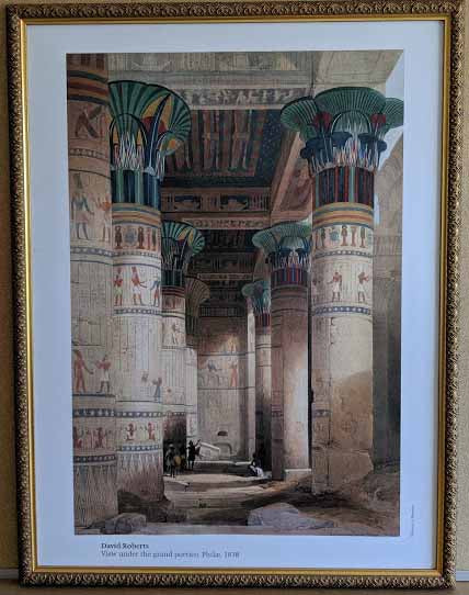 View under the grand portico. Philae, 1838 (Egypt) by David Roberts - 25 X 33" - Framed Giclee on Masonite Ready to Hang
