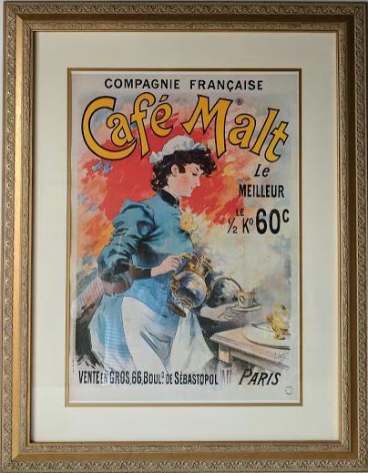 Café Malt - 30 X 37" (Frame with Double Matte and Glass) - Fine Art Poster.