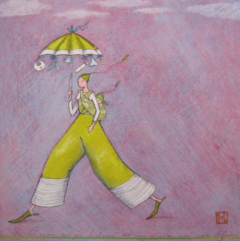 Walking her Baby by Gaelle Boissonnard - 6 X 6 Inches (Greeting Card)