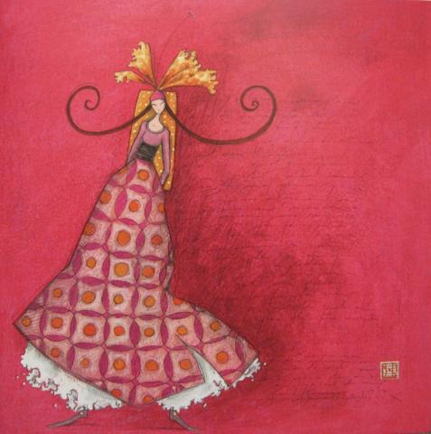 Lovely Pink Lady by Gaelle Boissonnard - 6 X 6 Inches (Greeting Card)