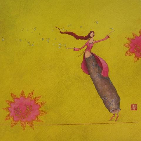Chinese Girl by Gaelle Boissonnard - 6 X 6 Inches (Greeting Card)