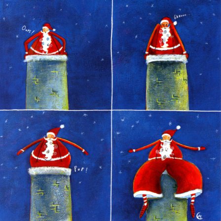 Oops! Says Santa by Marie Cardouat - 6 X 6" (Greeting Card)