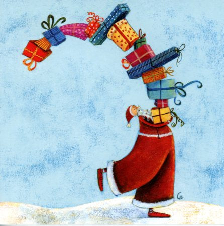 Santa has the Load by Marie Cardouat - 6 X 6 Inches (Greeting Card)