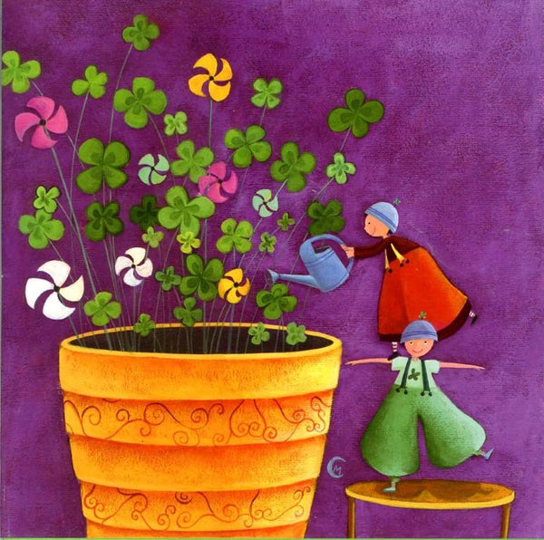 Watering by Marie Cardouat - 6 X 6 Inches (Greeting Card)