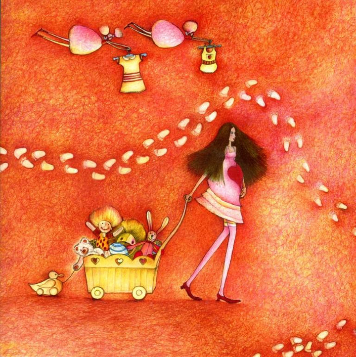 Wagon of Toys by Mila - 6 X 6 Inches (Greeting Card)