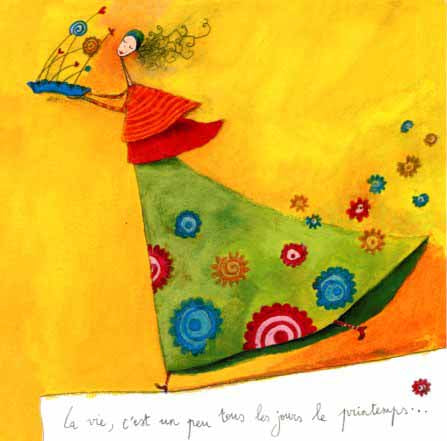 La vie, c'est un peu tous les jours le Printemps... by Anne-Sophie Rutsaert - 6 X 6 Inches (Greeting Card)
