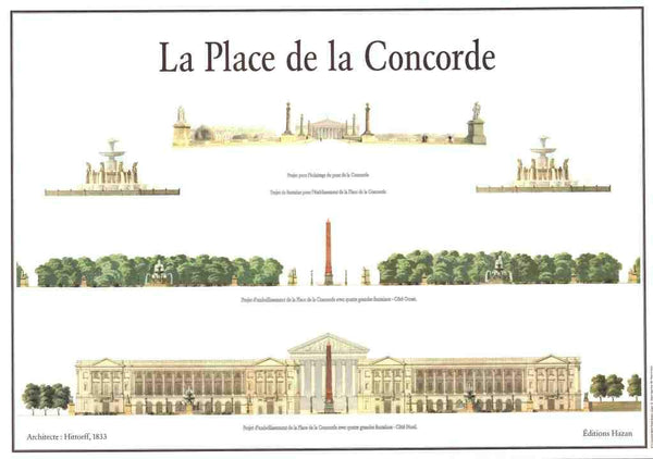 La Place de la Concorde par Hittorff - 20 X 28 pouces - Affiche d'art.