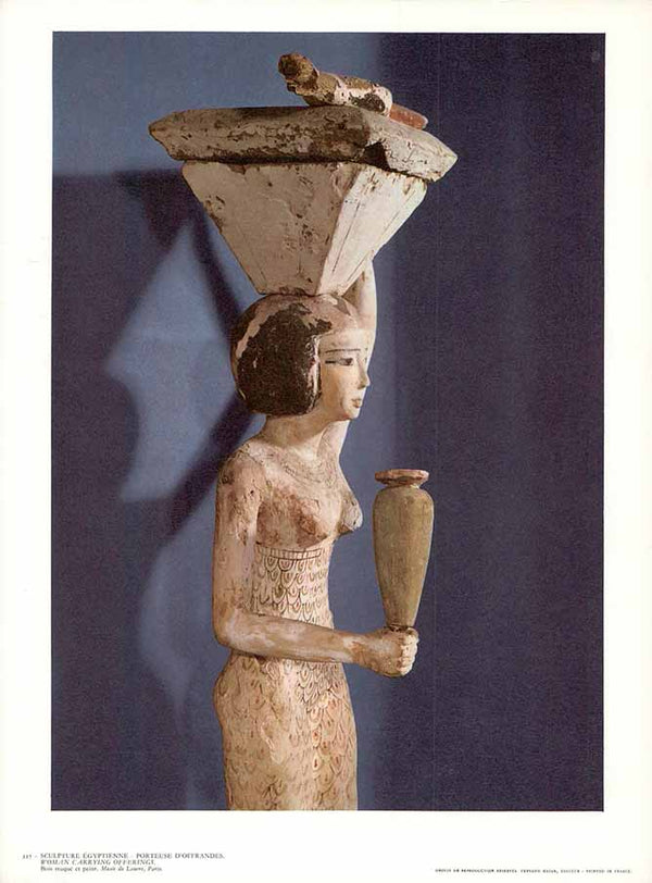 Sculpture Égyptienne - Porteuse d'Offrandes - 10 X 12" - Fine Art Poster.
