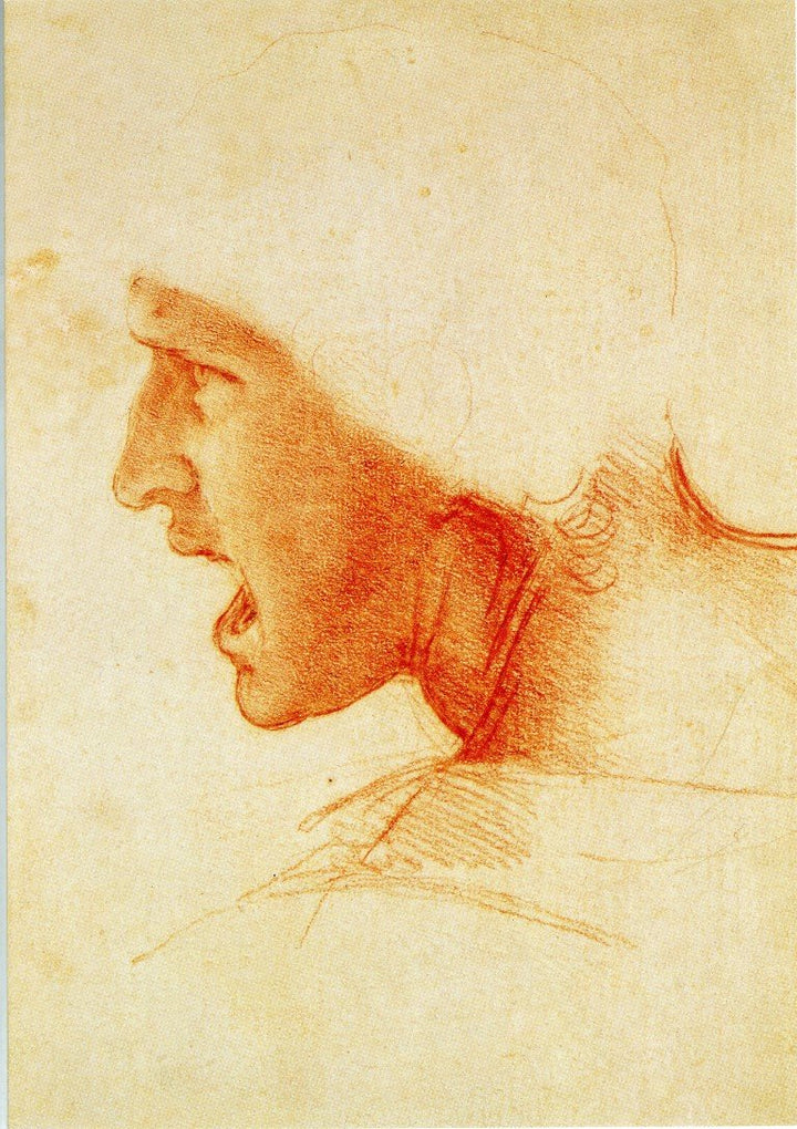 Head of Rider, Study for The Battle of Anghiari by Leonardo Da Vinci - 5 X 7" (Greeting Card)