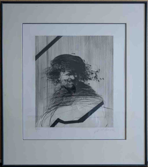 L'homme qui Rit by Claude Weisbuch - 25 X 28 Inches (Framed Lithograph with Double Matte Numbered & Signed) 30/50