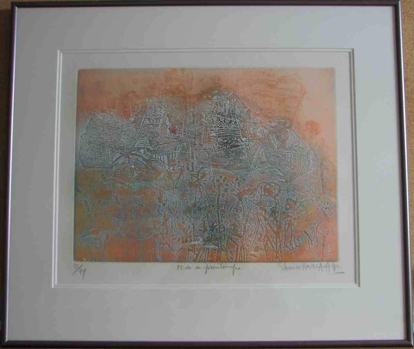Midi au Printemps by Shoichi Hasegawa - 21 X 24 Inches (Framed Etching Numbered & Signed) 81/99