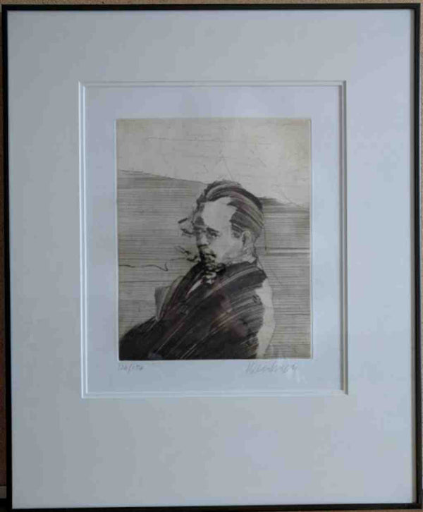 Portrait De Puccini par Claude Weisbuch - 20 X 24 pouces (Lithographie encadrée avec double mat numéroté et signé) 126/150