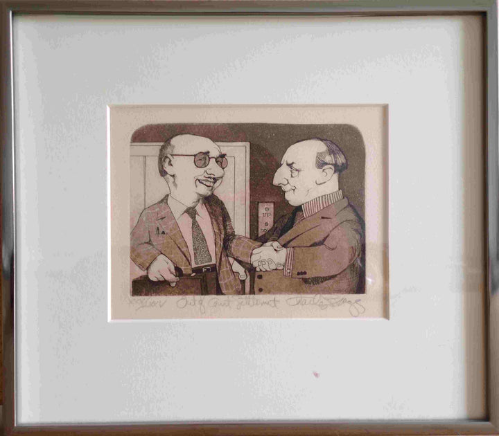 Out of Court Settlement by Charles Bragg (Framed Lithograph Numbered & Signed) XXX/LXXV - 11 X 12" - Fine Art Poster.