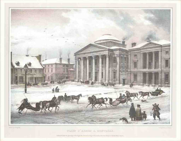 Place d'Armes à Montréal 1848 par Cornelius Krieghoff - 17 X 22 pouces (impression d'art)