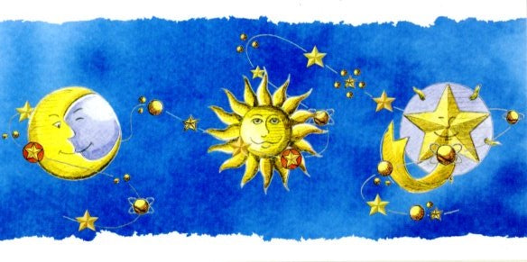 Soleil, Lune et Étoiles par PanoraMAC - 4 X 8 pouces (Carte de vœux)