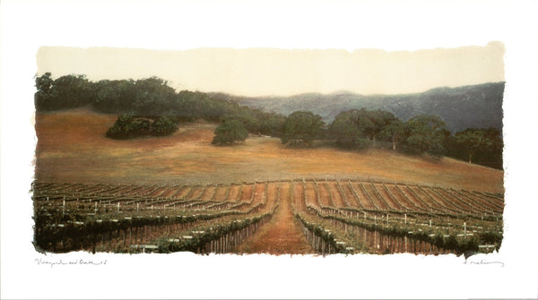 Vineyard and Oak I, 2001 par Natalie Levine - 22 X 39 pouces - Affiche d'art.